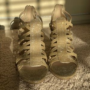 Brand new gold heels